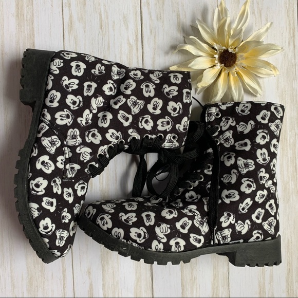 Disney Shoes - Disney Mickey Mouse Zip Up High Top Boots Black